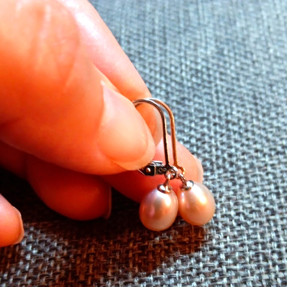Elegant Pearl Drop Earrings **Stamped 925*** EUC